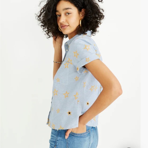 MADEWELL Star Embroidered Striped Shirt
Blue White
Size Large - Picture 6 of 9